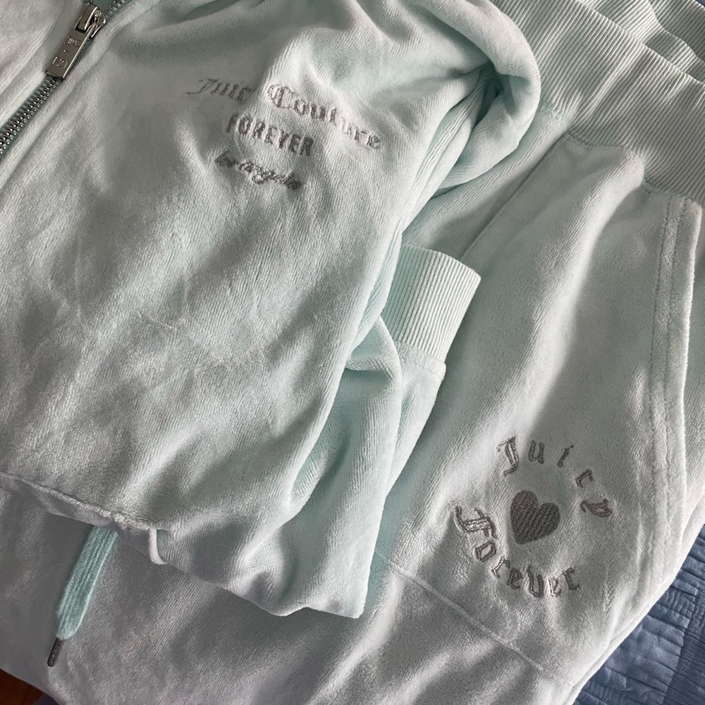 Juicy Couture Light Blue Hoodie and Sweatpants Set